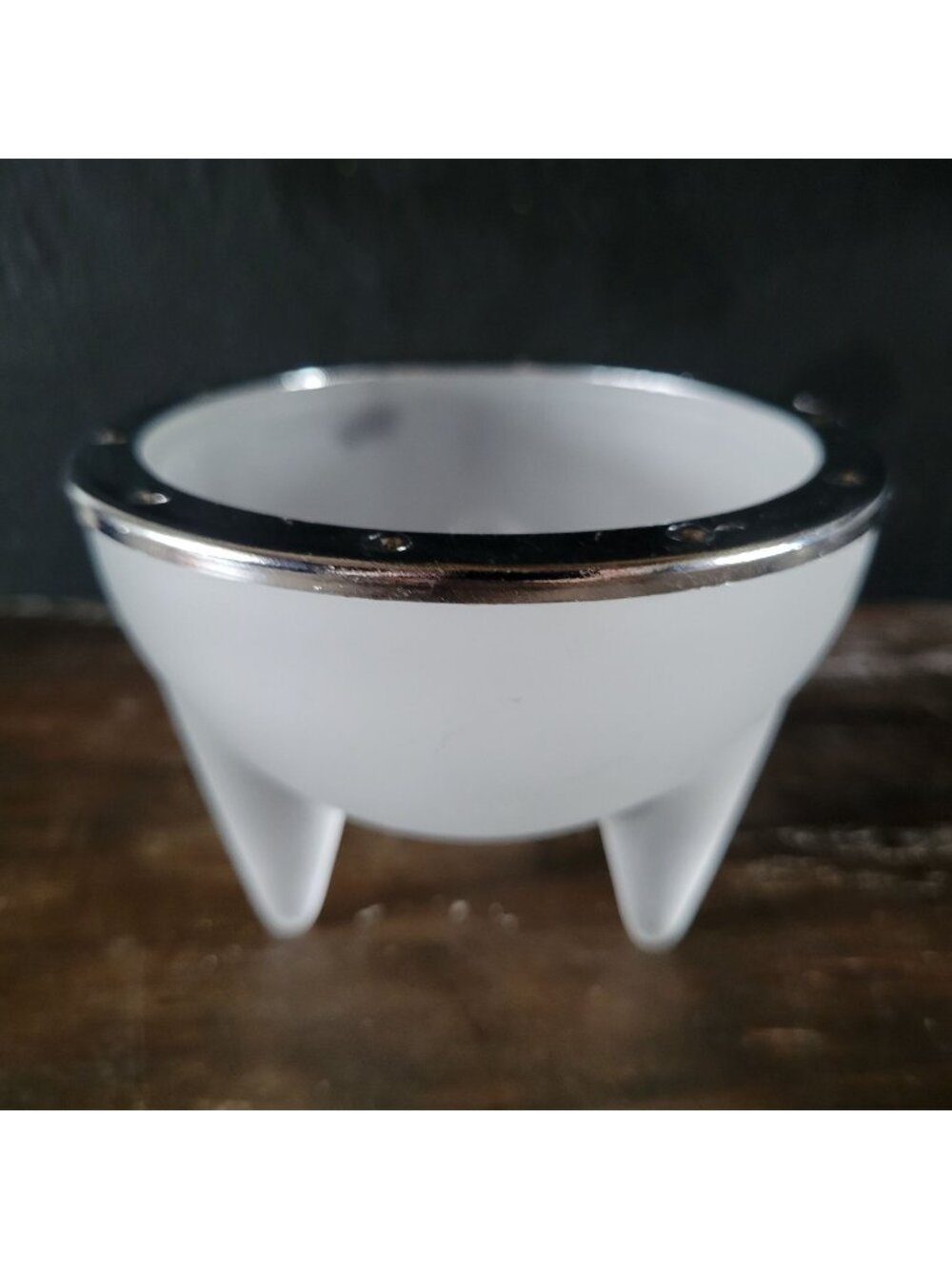 Cilla Persson Passion For Nybro Frosted Glass Bowl With Three Legs Metal Rim